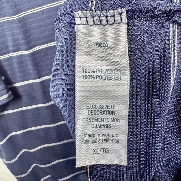 Champion Golf Polo Shirt Duo Dry Striped Navy Blue Short Sleeve Sz XL - Picture 4 of 8